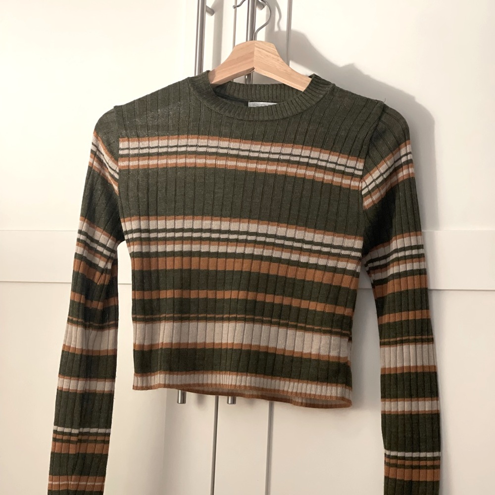 Stylish green and mustard sweater